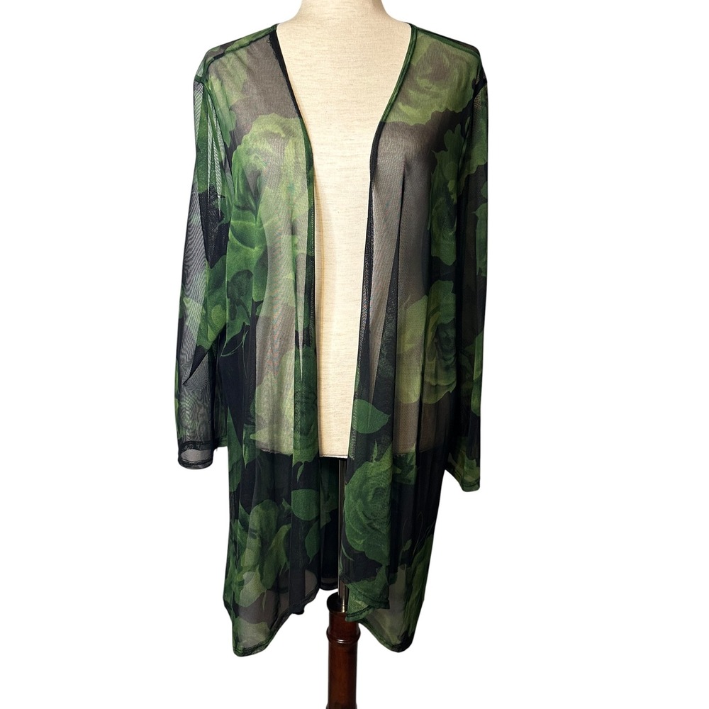 Collections Etc Floral Mesh Duster Whimsigoth Fairy Lagenlook Witchy Artsy XXXL